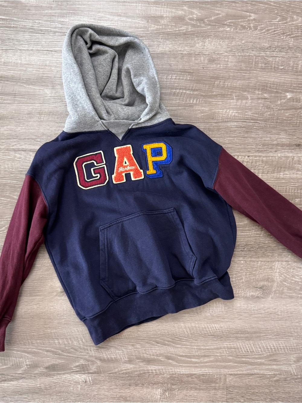 GAP Kids Navy, Maroon & Gray Colorblock Hoodie